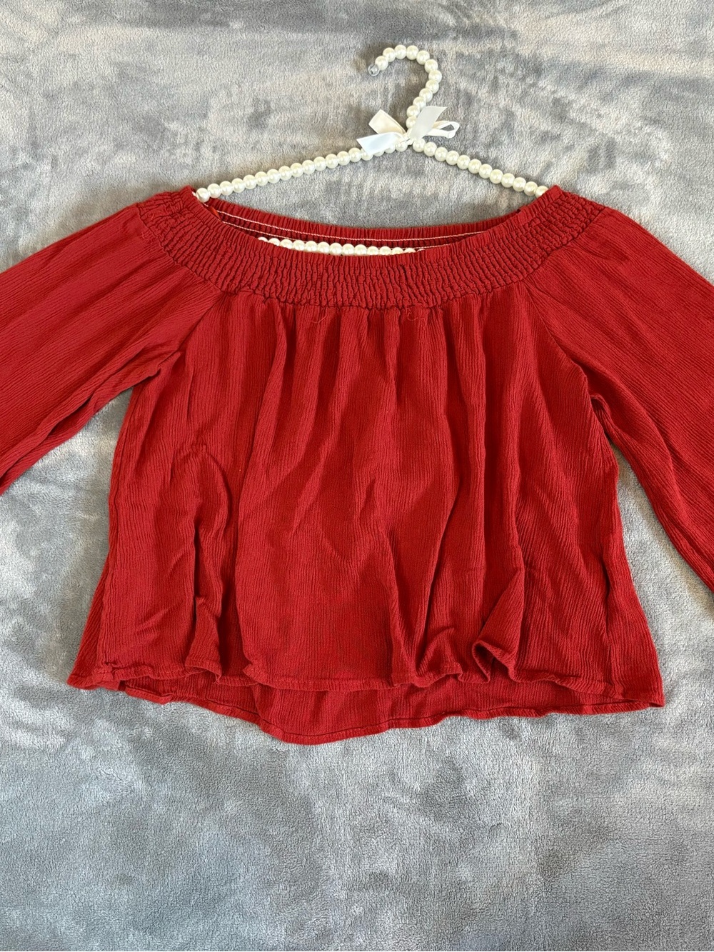 Michele Off-Shoulder Crimson Blouse | boho top